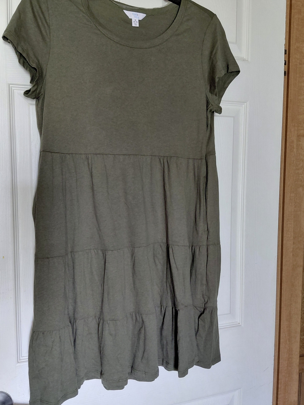 Time and Tru Olive Green Tiered Tee Dress for Kids
